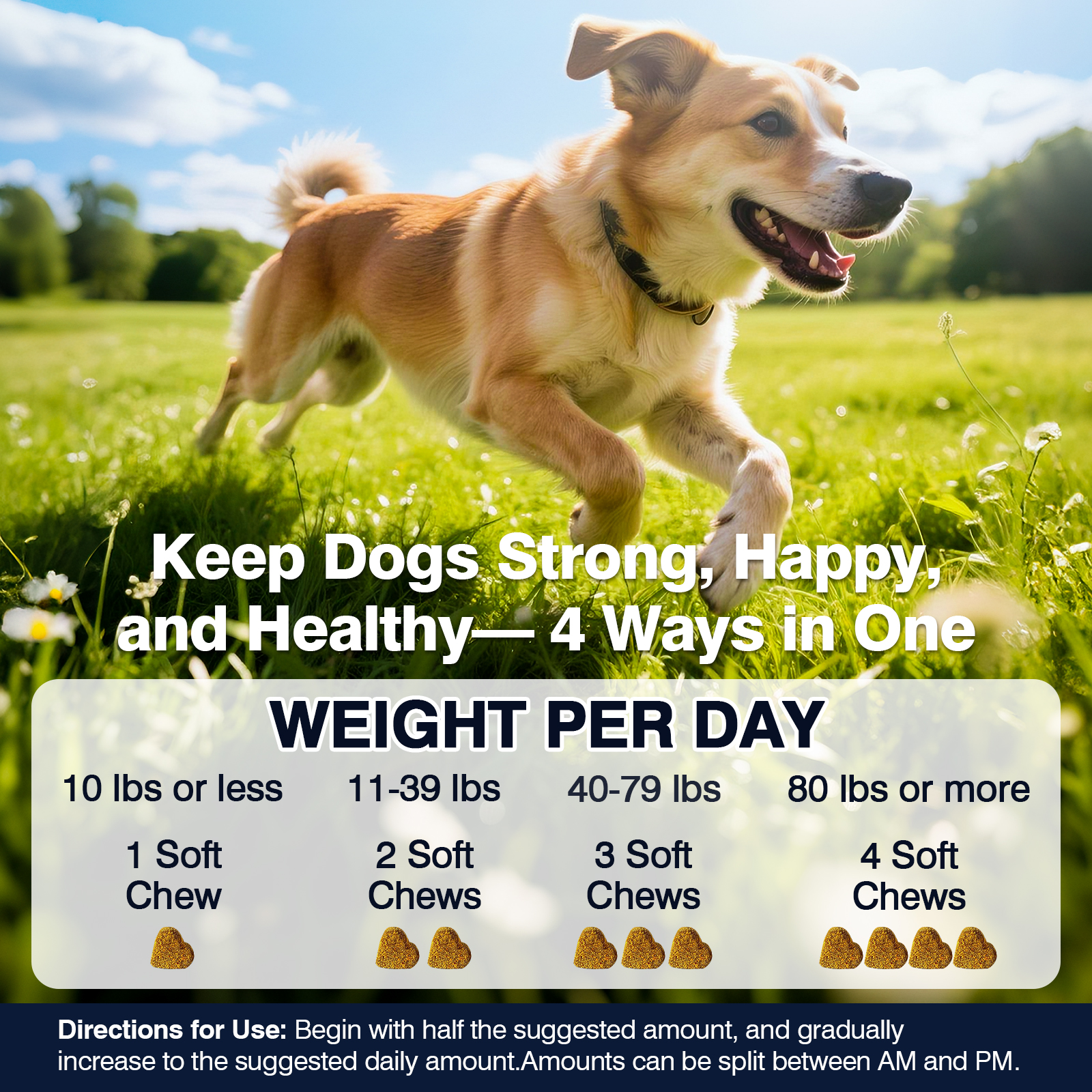 Weight-based daily soft-chew guide